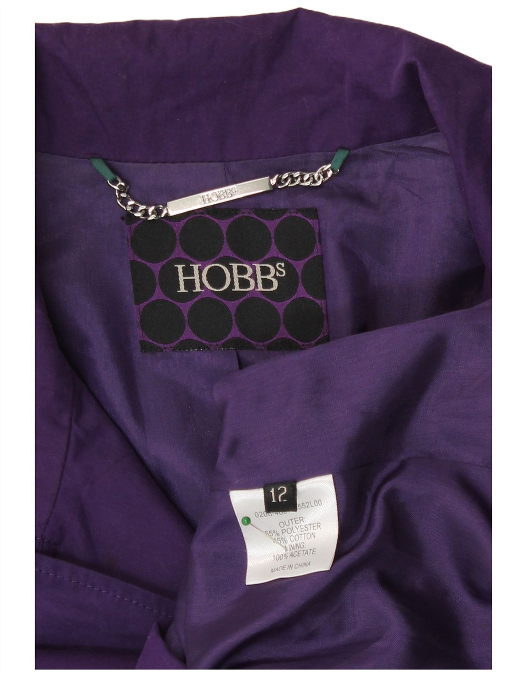 Hobbs Womens Trench Coat UK 12 Medium Purple Polyester