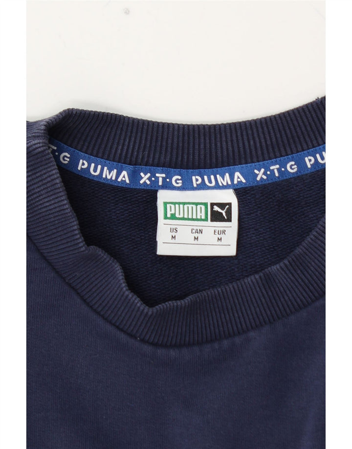 PUMA Mens Graphic Sweatshirt Jumper Medium Blue Colourblock Cotton