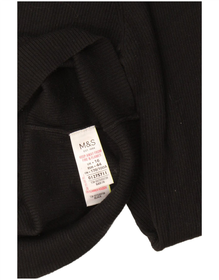 Marks & Spencer Womens Top Long Sleeve UK 16 Large Black Viscose