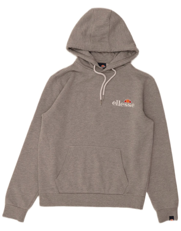 ELLESSE Womens Oversized Hoodie Jumper UK 10 Small Grey Cotton