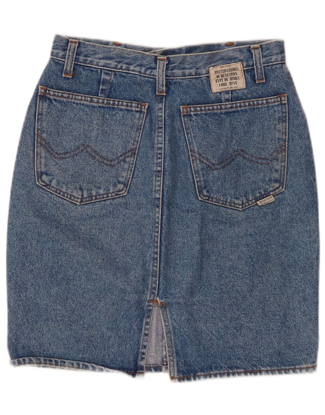 BENETTON Womens High Waist Denim Skirt IT 42 Medium W26  Blue Cotton