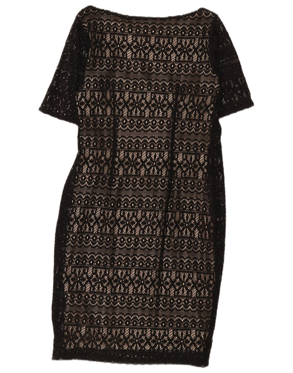 Marks & Spencer Womens Lace Sheath Dress UK 12 Medium Black Floral