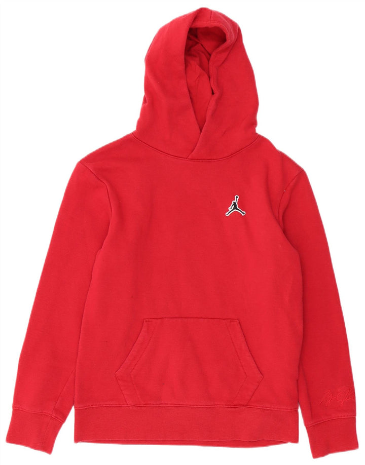 JORDAN Boys Hoodie Jumper 12-13 Years Large Red Cotton