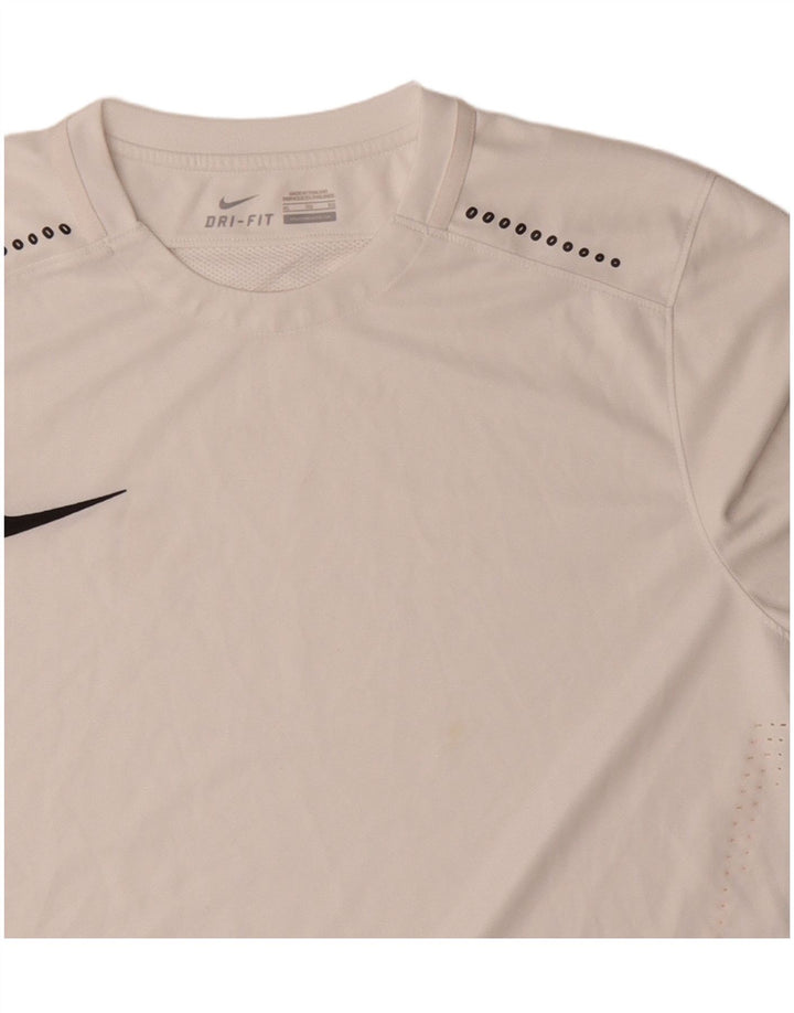 NIKE Mens Dri Fit T-Shirt Top XL White Colourblock Polyester
