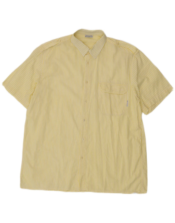 Sergio Tacchini Mens Short Sleeve Shirt XL Yellow Striped Cotton