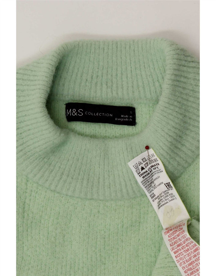 Marks & Spencer Womens Turtle Neck Jumper Sweater UK 10 Small Green