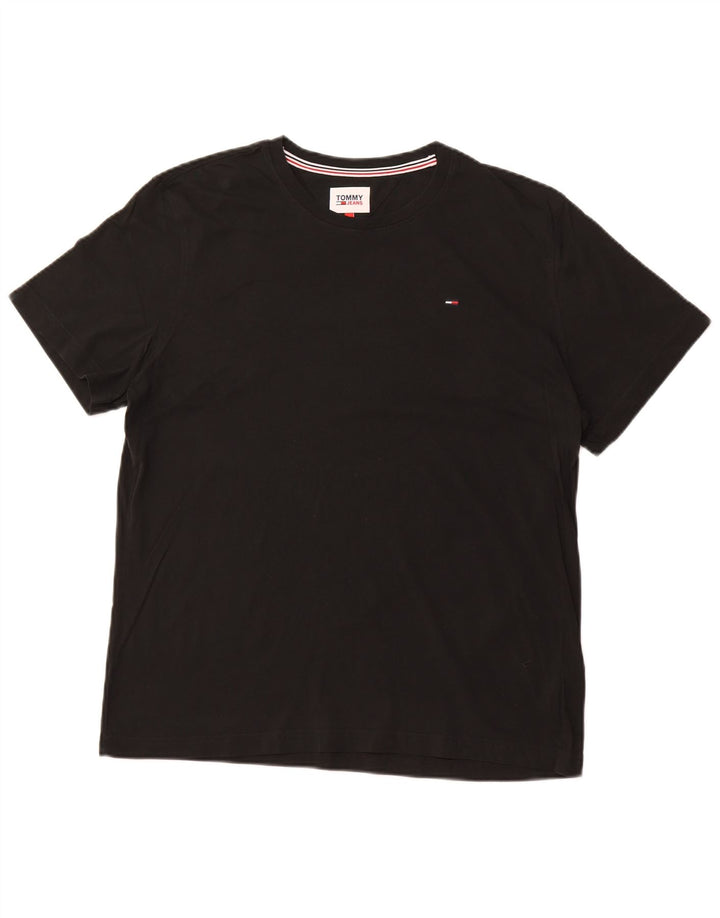 TOMMY HILFIGER Mens T-Shirt Top XL Black Cotton
