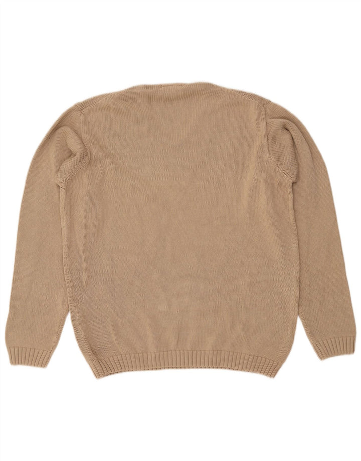 MASSIMO DUTTI Mens V-Neck Jumper Sweater EU 38 Medium Beige Cotton