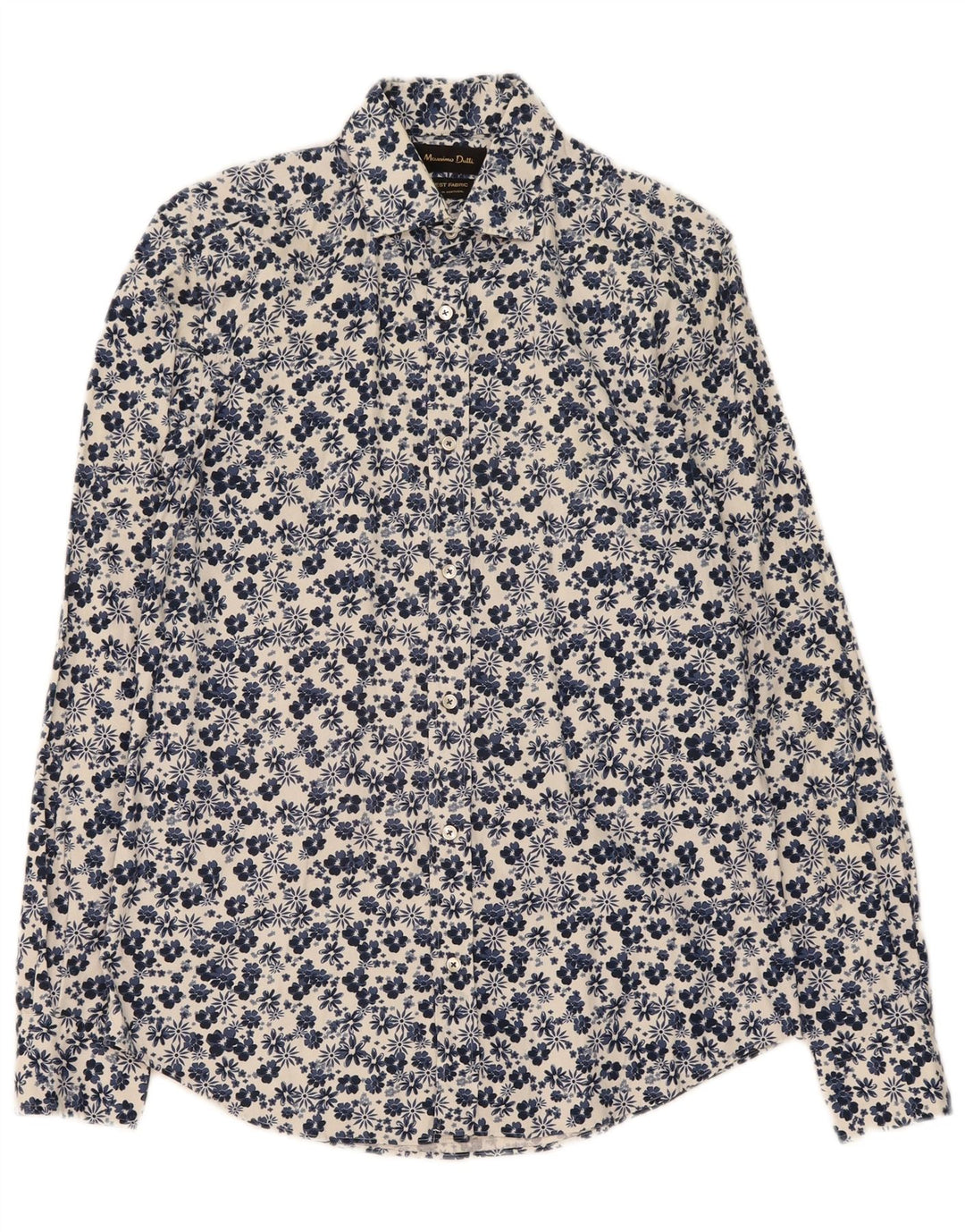 MASSIMO DUTTI Mens Shirt Small Blue Floral Cotton
