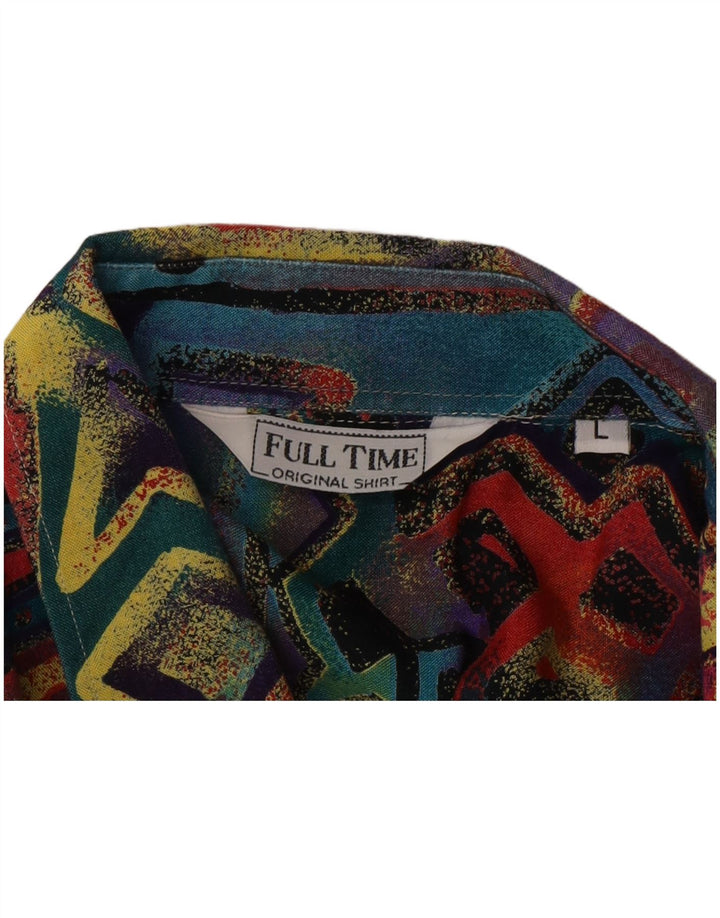 Vintage Mens Short Sleeve Shirt Large Multicoloured Geometric