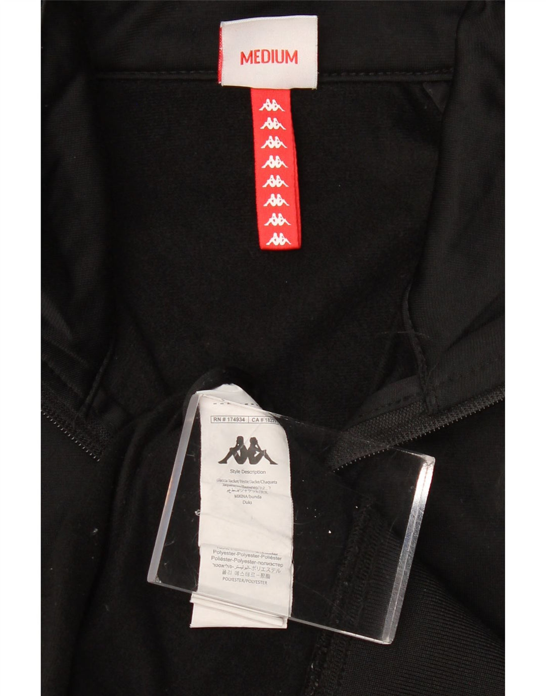 KAPPA Mens Graphic Tracksuit Top Jacket Medium Black Colourblock Polyester