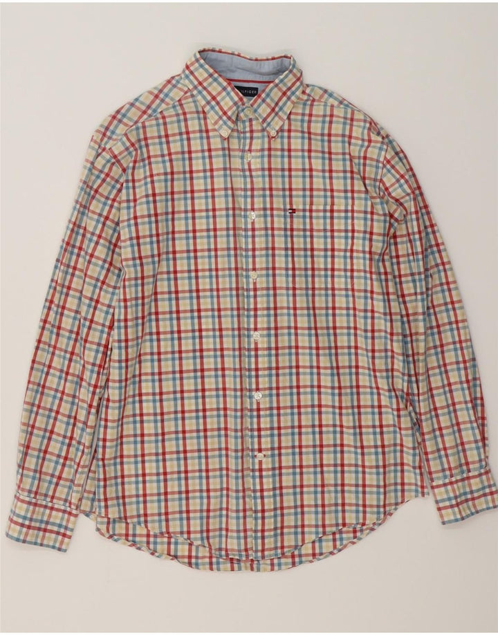 TOMMY HILFIGER Mens Shirt Medium Red Check Cotton Vintage Tommy Hilfiger and Second-Hand Tommy Hilfiger from Messina Hembry 