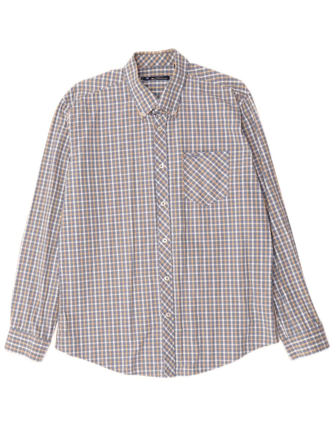 BEN SHERMAN Mens Shirt Large Blue Check Cotton