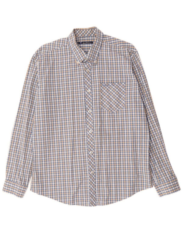 BEN SHERMAN Mens Shirt Large Blue Check Cotton