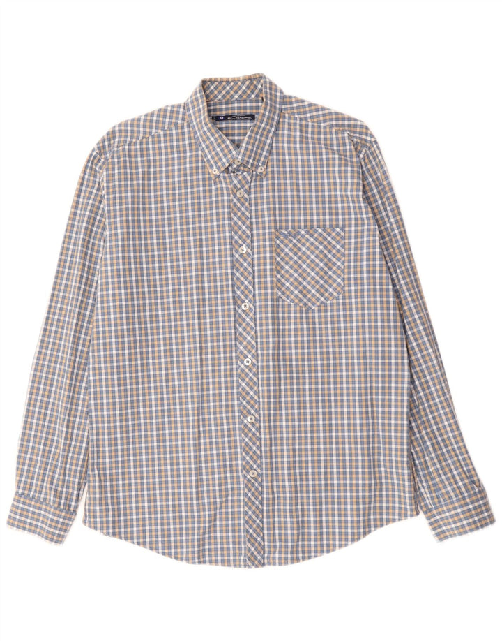BEN SHERMAN Mens Shirt Large Blue Check Cotton