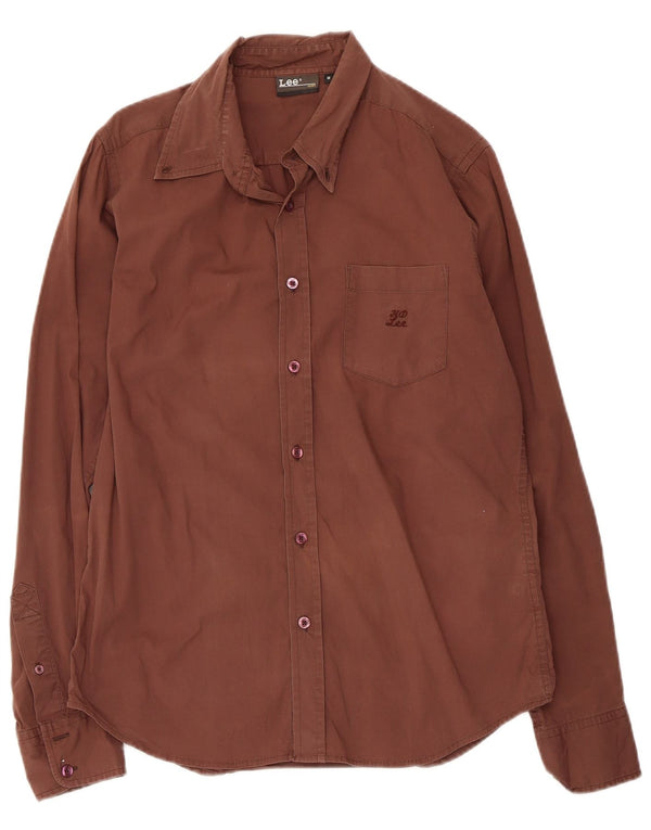 Lee Mens Shirt Medium Brown Cotton