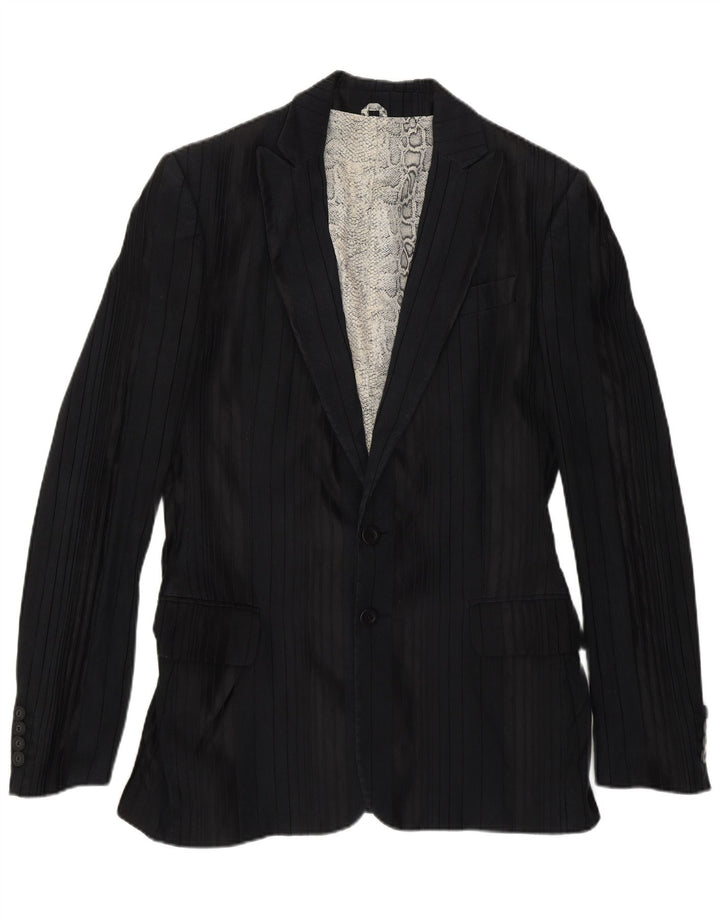 Just Cavalli Mens 2 Button Blazer Jacket IT 50 Large Black Striped Cotton