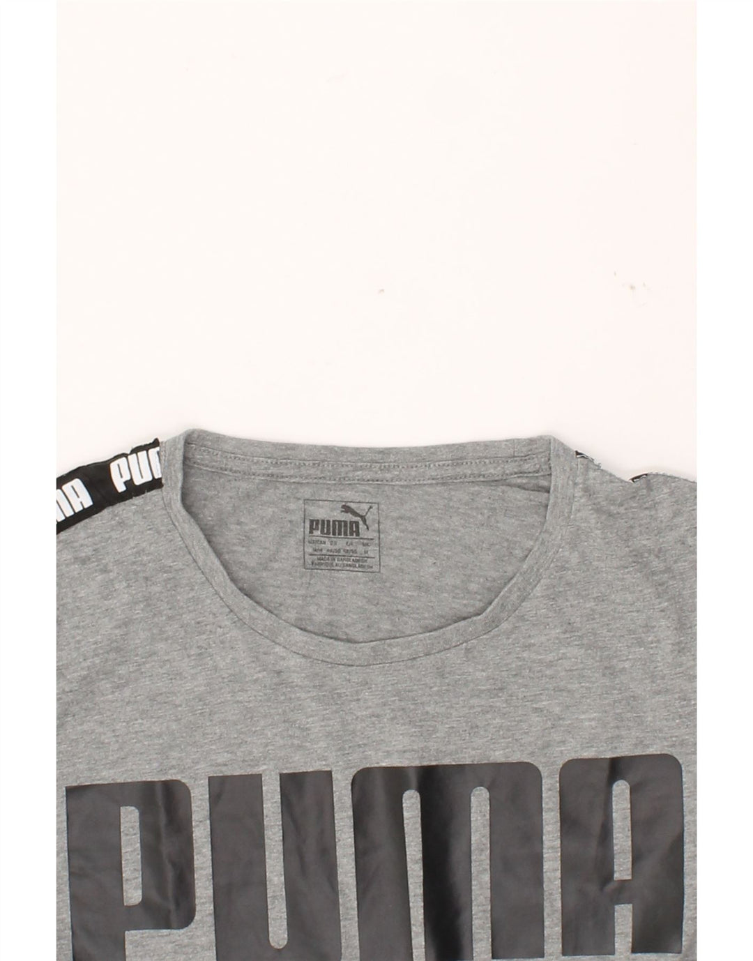 PUMA Mens Graphic T-Shirt Top Medium Grey Colourblock Cotton Vintage Puma and Second-Hand Puma from Messina Hembry 
