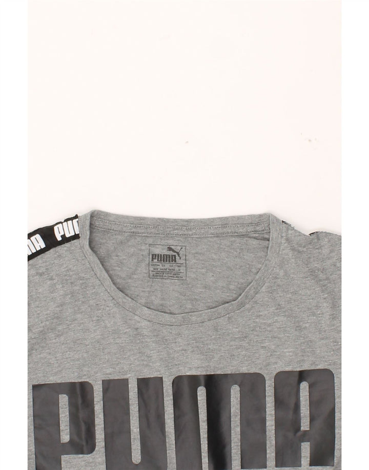 PUMA Mens Graphic T-Shirt Top Medium Grey Colourblock Cotton Vintage Puma and Second-Hand Puma from Messina Hembry 