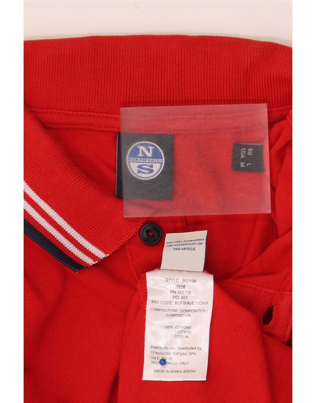 North Sails Mens Polo Shirt Large Red Striped Cotton