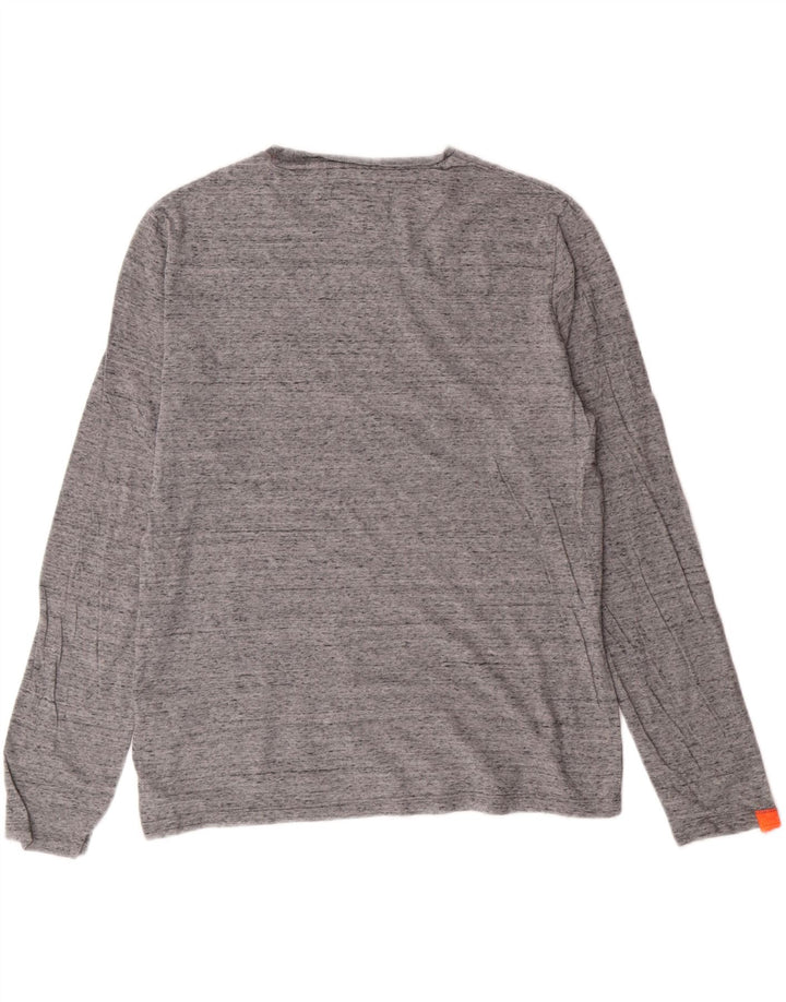Superdry Mens Top Long Sleeve Medium Grey Flecked Cotton