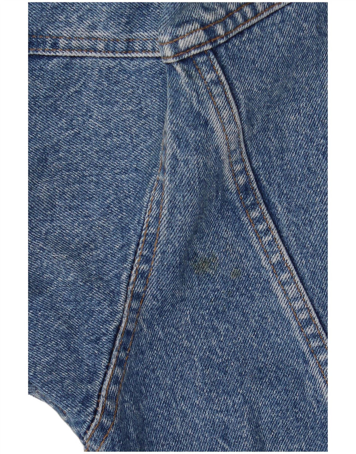 Rifle Mens Graphic Denim Jacket UK 44 2XL Blue Retro