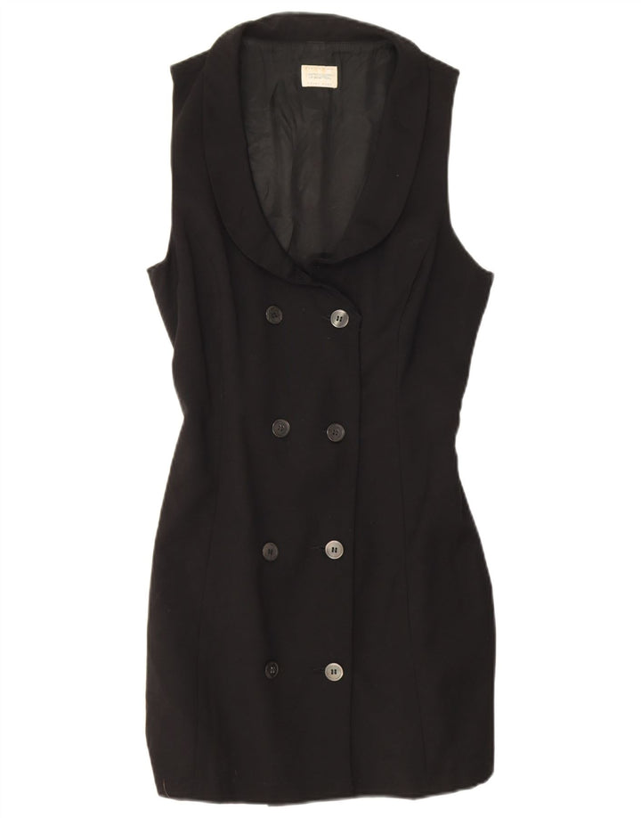 Benetton Womens Longline Sleeveless Blazer Jacket IT 44 Medium Black