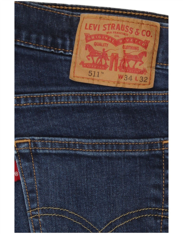 Levi's Mens 511 Slim Jeans W34 L32 Navy Blue Cotton