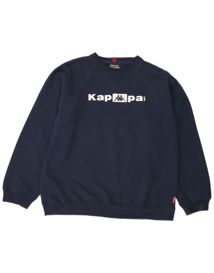Kappa Mens Graphic Sweatshirt Jumper 2XL Navy Blue Cotton