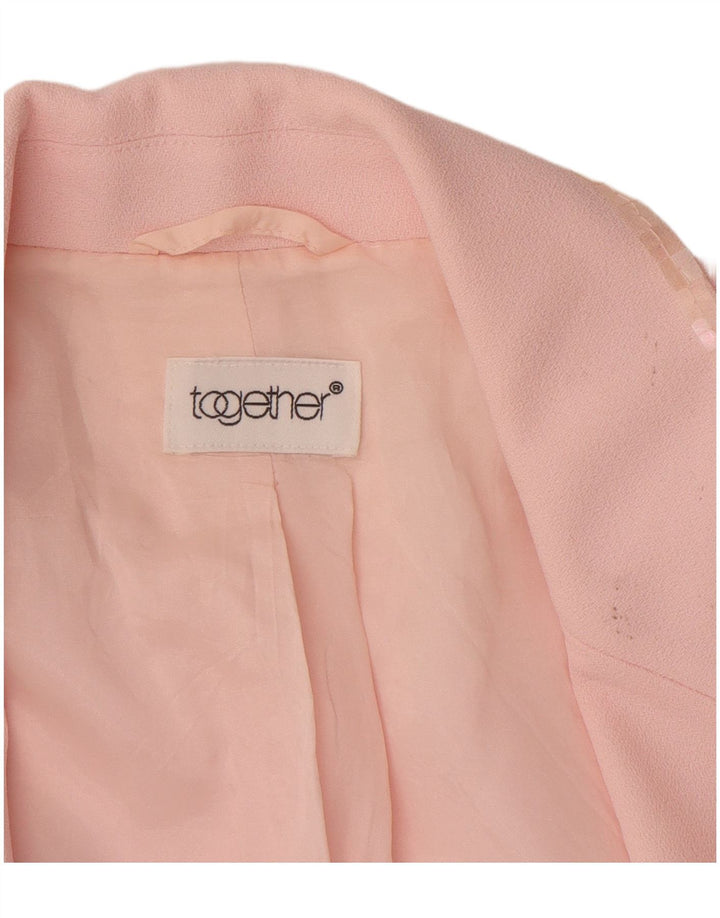 TOGETHER Womens 1 Button Blazer Jacket UK 12 Medium  Pink Polyester