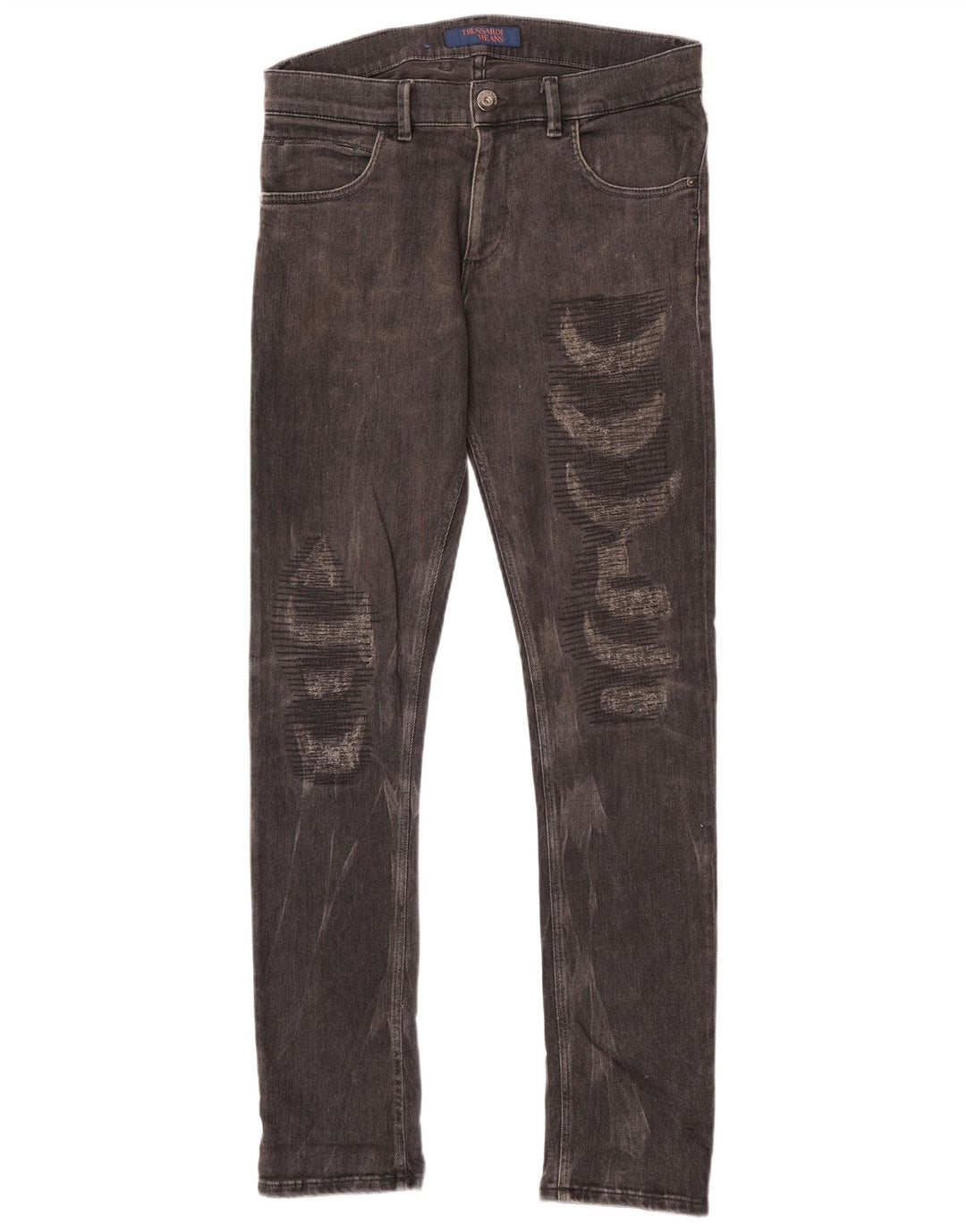 Trussardi Mens Distressed Slim Jeans W33 L34 Black Cotton