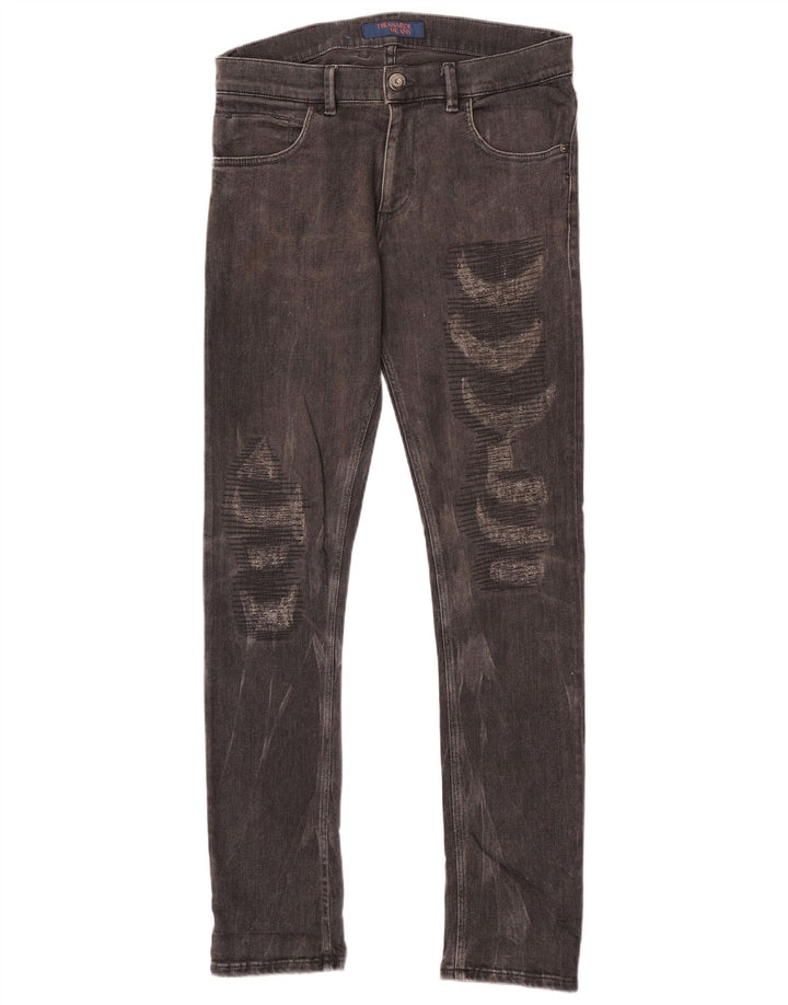 Trussardi Mens Distressed Slim Jeans W33 L34 Black Cotton