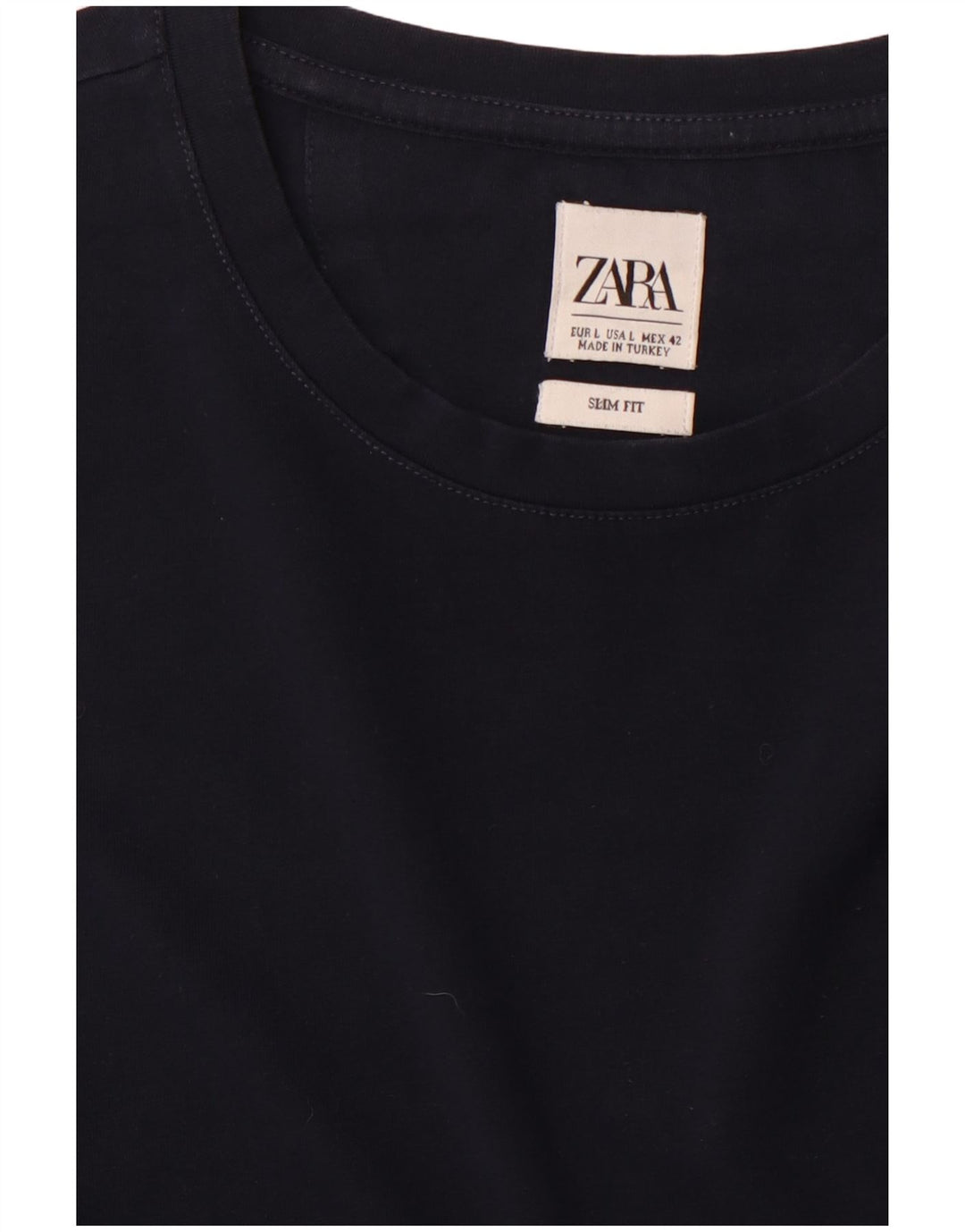 Zara Mens Slim Fit T-Shirt Top Large Navy Blue