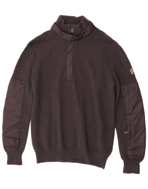 Moncler Mens Zip Neck Jumper Sweater Large Grey Wool
