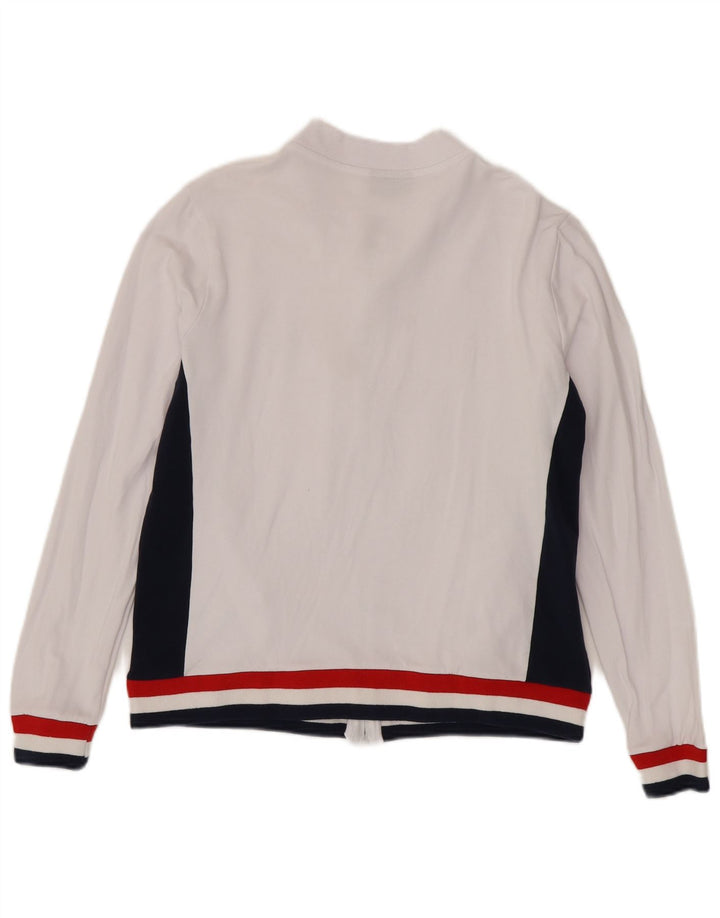 Fila Womens Tracksuit Top Jacket UK 14 Medium White Colourblock Cotton