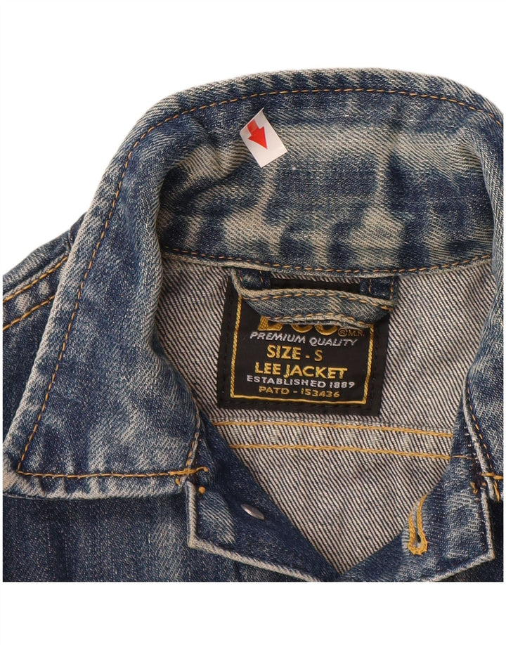 LEE Womens Crop Denim Jacket UK 10 Small Blue Cotton
