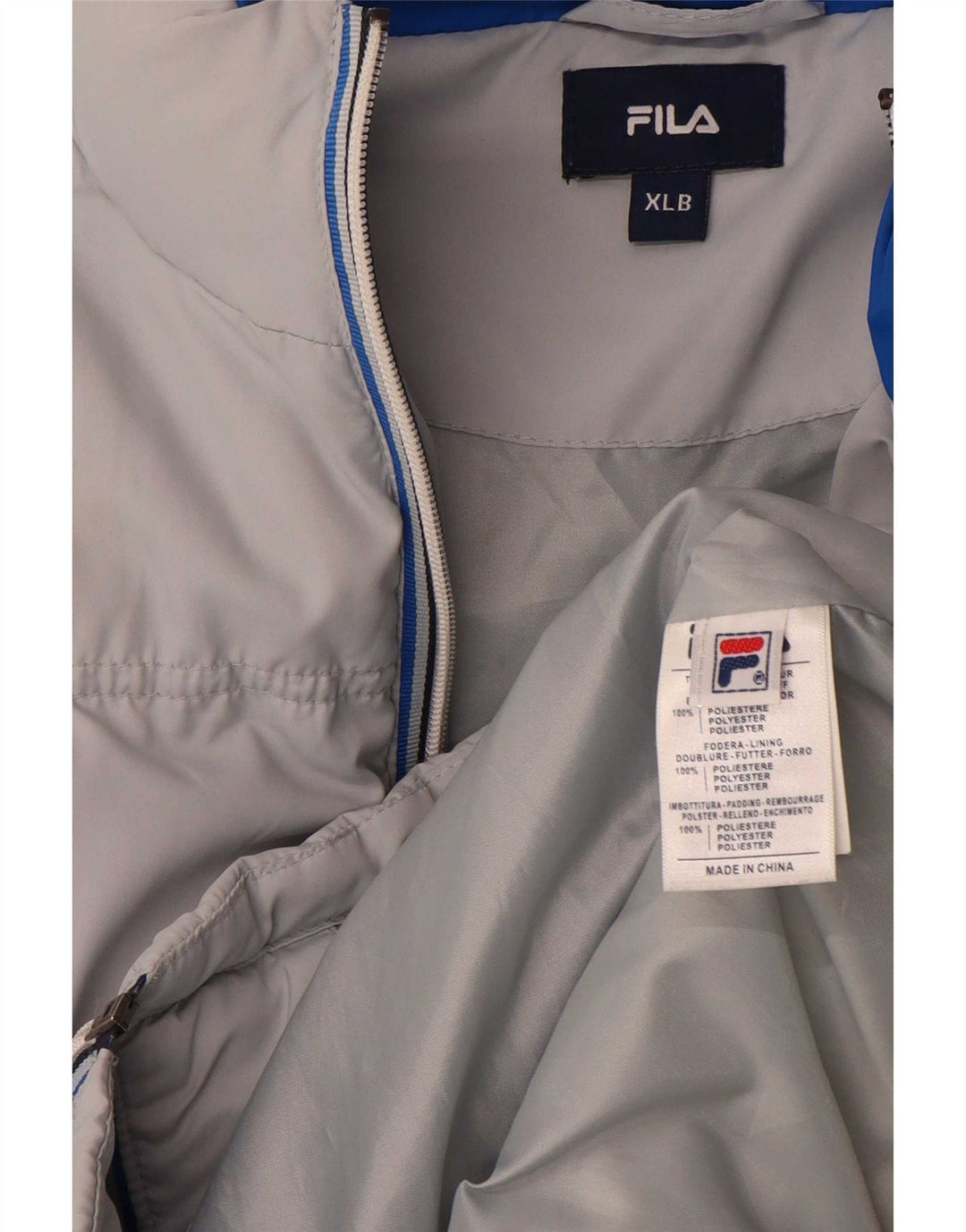 Fila Boys Padded Jacket 15-16 Years XL Grey Striped Polyester