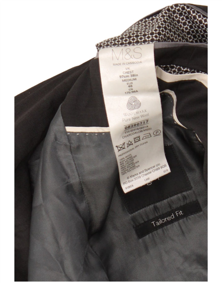 Marks & Spencer Mens 2 Button Blazer Jacket UK 38 Medium Grey New Wool