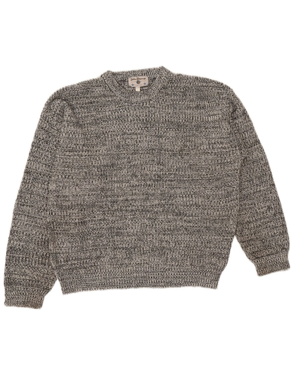 John Baner Mens Crew Neck Jumper Sweater UK 40/42 Large Grey Flecked