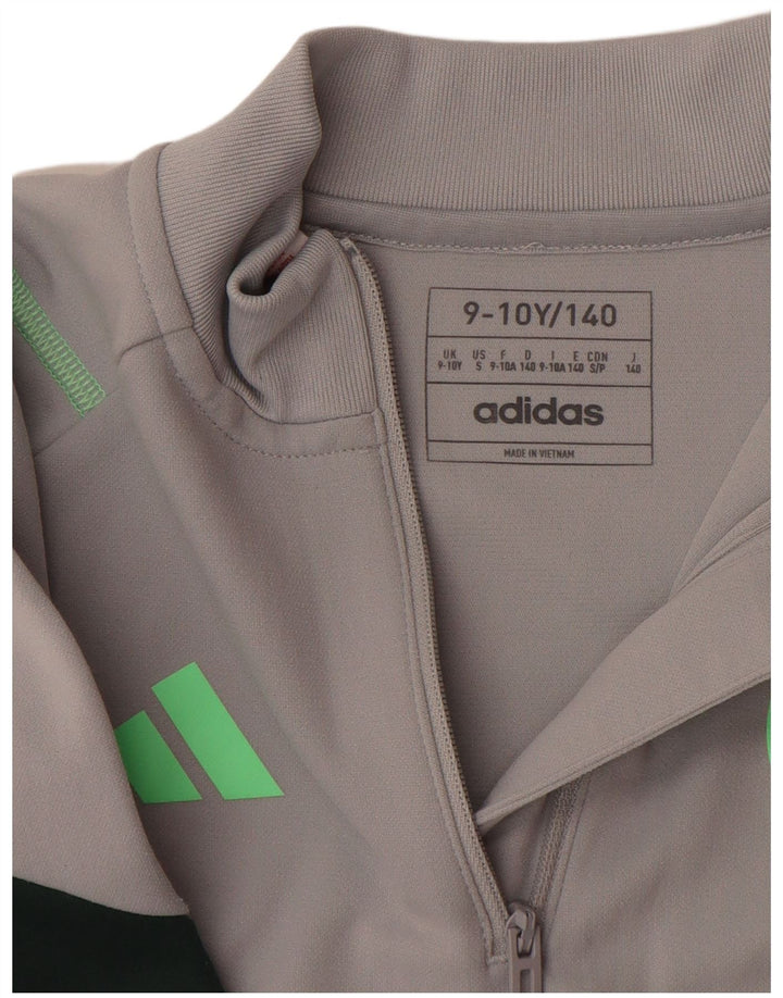 ADIDAS Boys Aeroready Pullover Tracksuit Top 9-10 Years Grey Colourblock