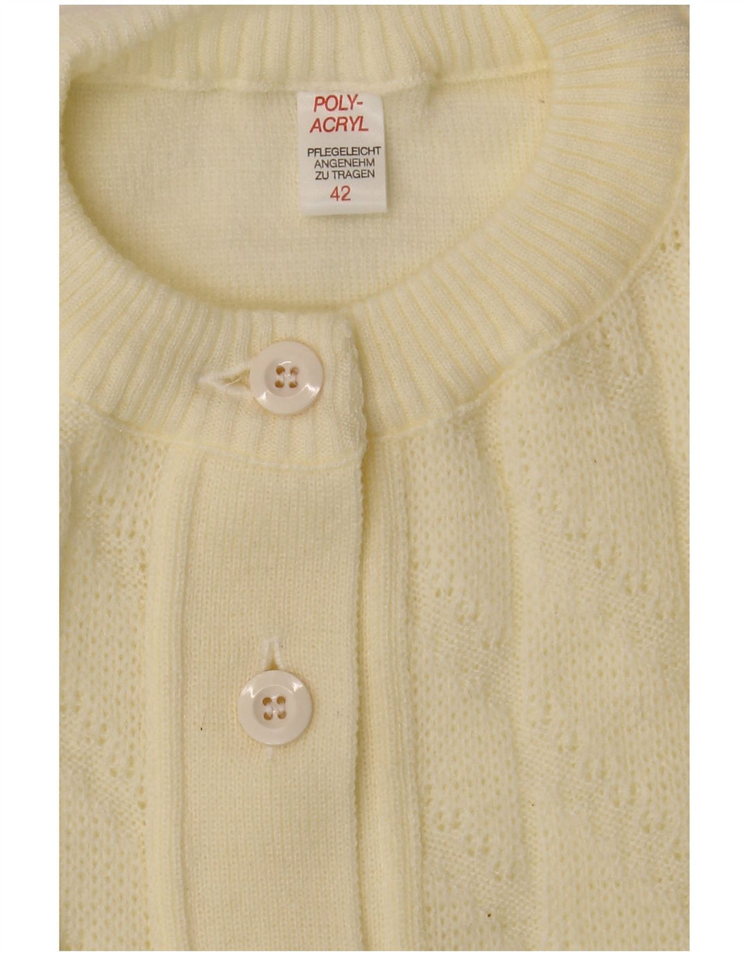 VINTAGE Womens Cardigan Sweater IT 42 Medium Off White Acrylic