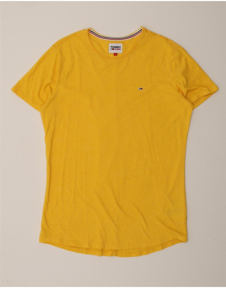 TOMMY HILFIGER Womens T-Shirt Top UK 14 Medium Yellow Cotton