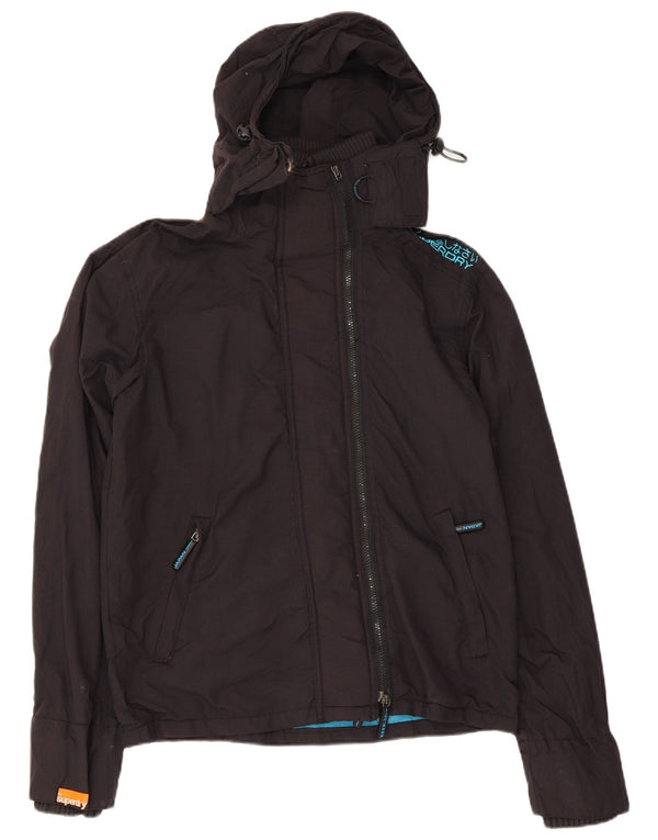 Superdry Mens Hooded Rain Jacket UK 36 Small Black Nylon