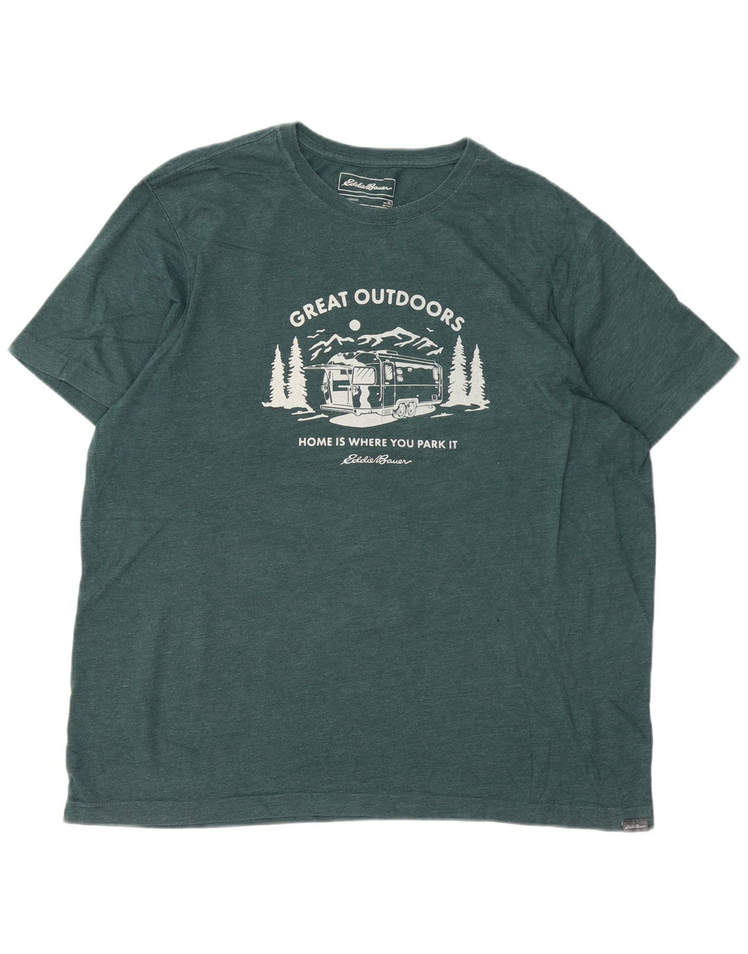 EDDIE BAUER Mens Graphic T-Shirt Top XL Green Cotton