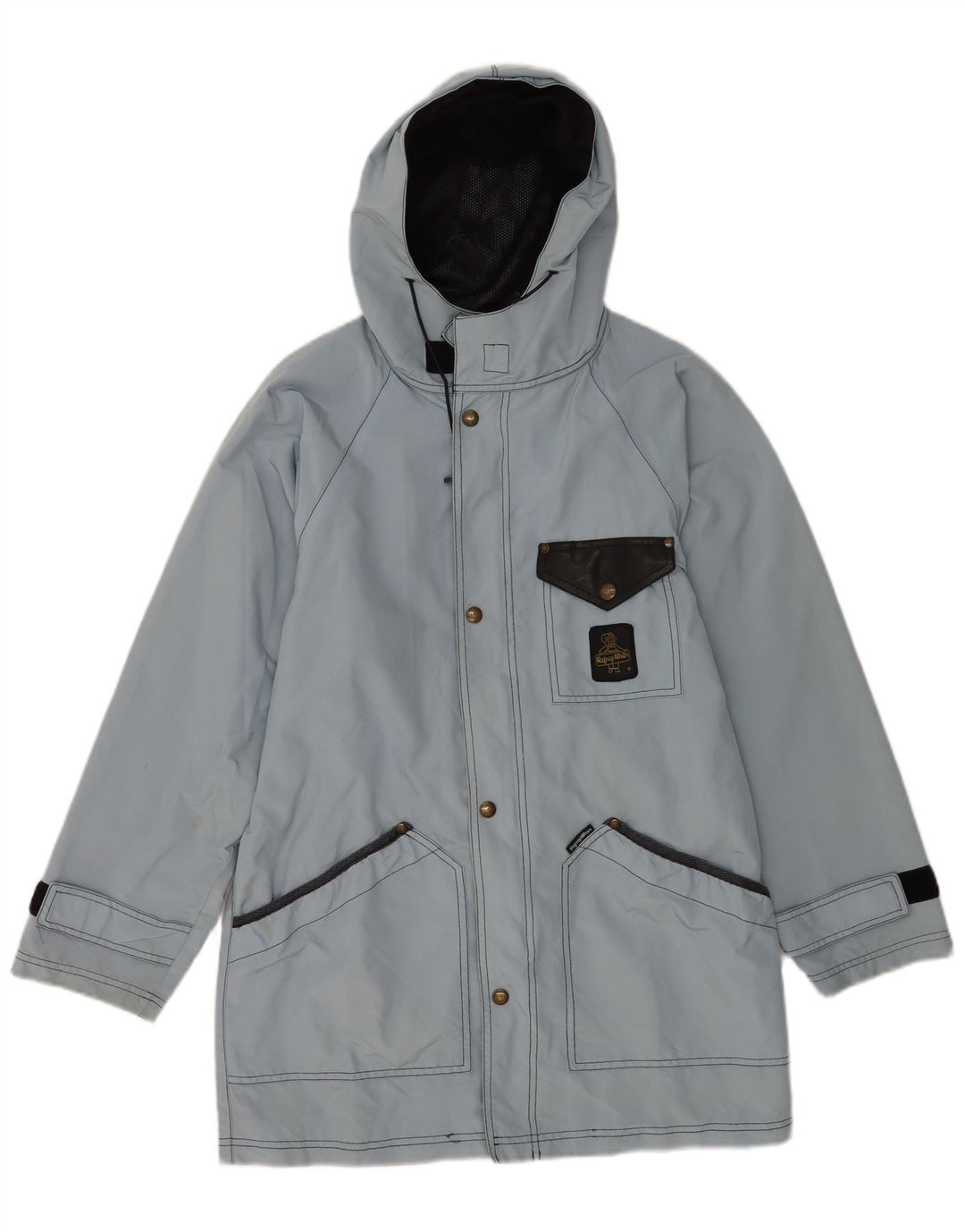 REFRIGIWEAR Mens Hooded Windbreaker Jacket UK 34 XS Blue Polyamide