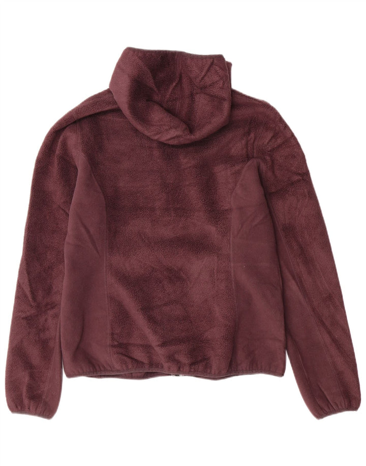 EDDIE BAUER Womens Hooded Fleece Jacket UK 14 Medium Burgundy Polyester