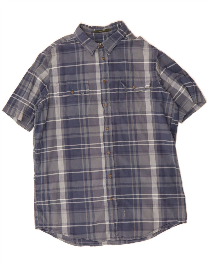 EDDIE BAUER Mens Classic Fit Short Sleeve Shirt Large Navy Blue Check Vintage Eddie Bauer and Second-Hand Eddie Bauer from Messina Hembry 