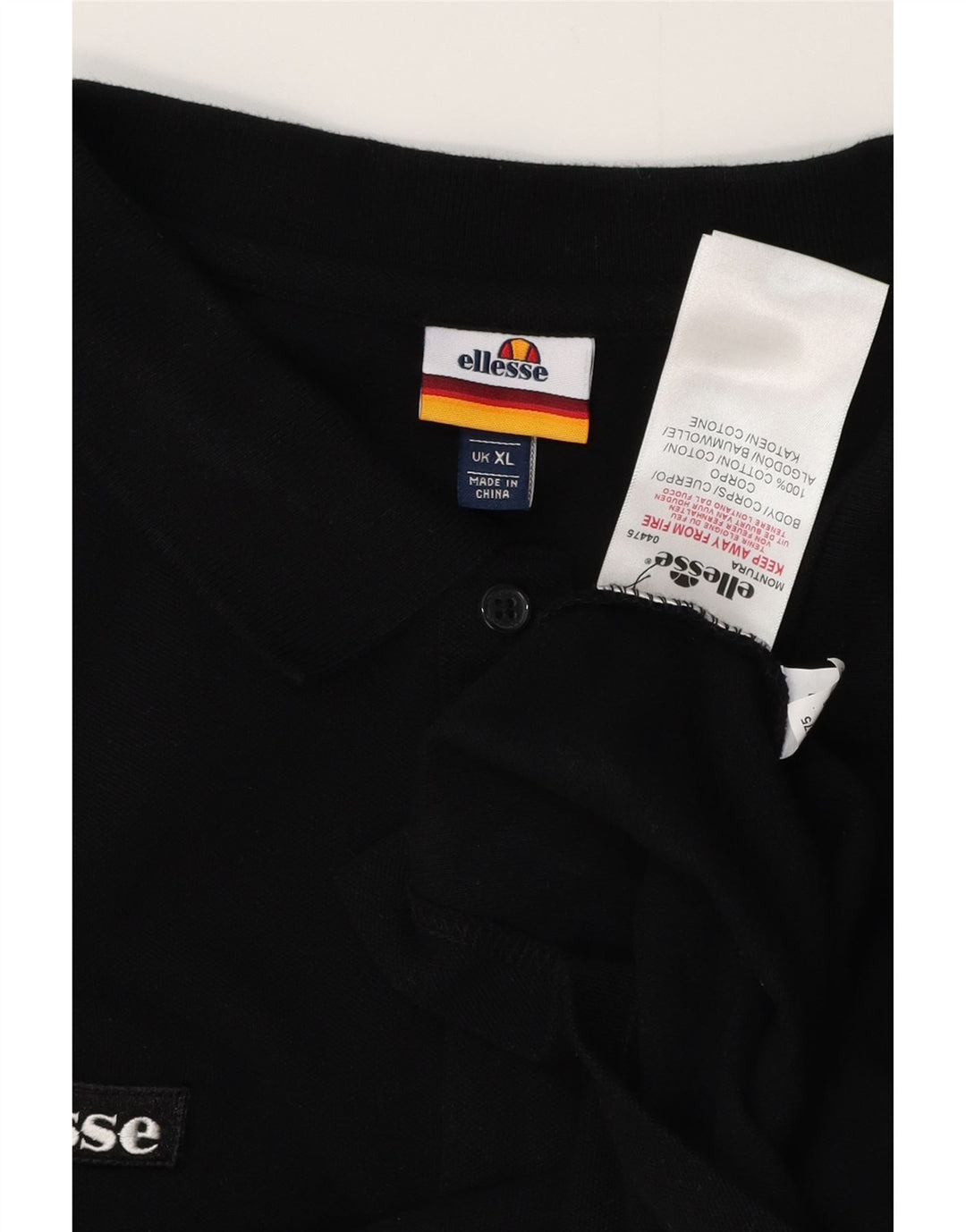 ELLESSE Mens Polo Shirt XL Black Cotton