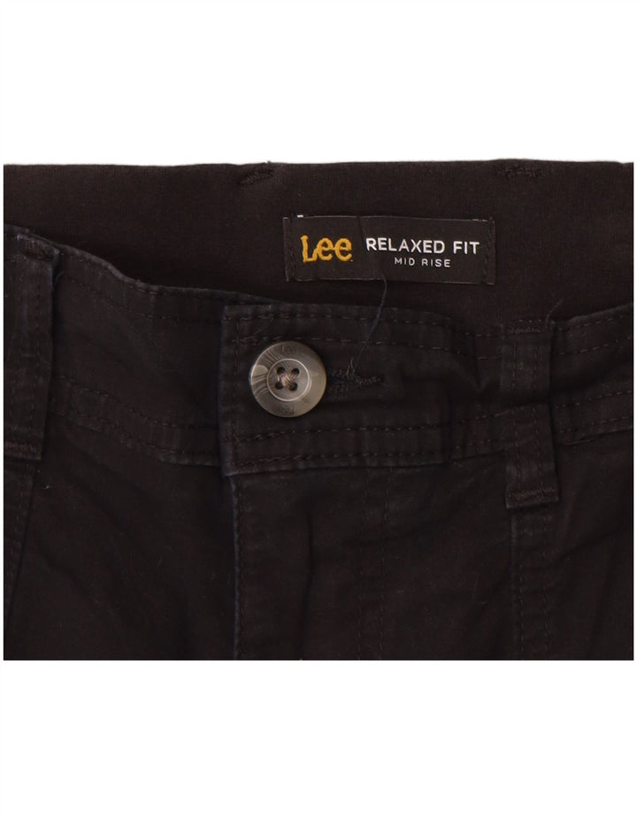 Lee Womens Mid Rise Relaxed Fit Cargo Shorts US 8 Medium W30  Black Cotton