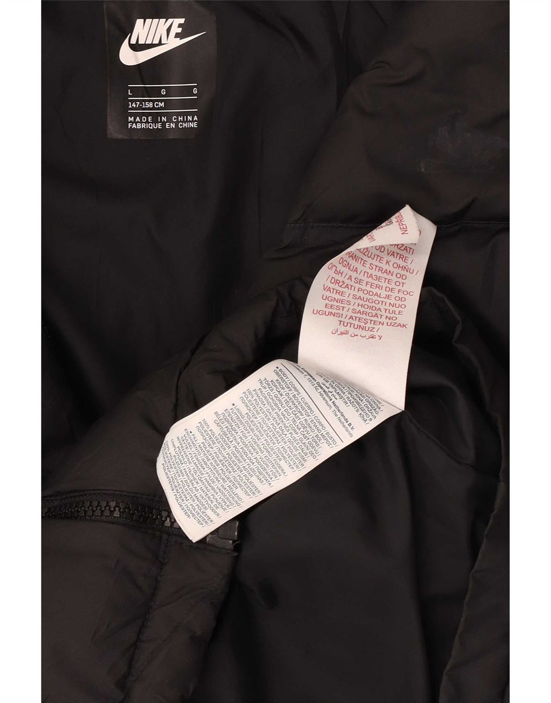 Nike Girls Hooded Padded Jacket 12-13 Years Large  Black Polyester